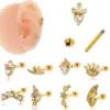 1 Piece Ear Cartilage Rings & Studs Sweet Simple Style Eye Flower Butterfly 316L Stainless Steel Copper Waterproof Non Tarnish Surgical Steel Zircon