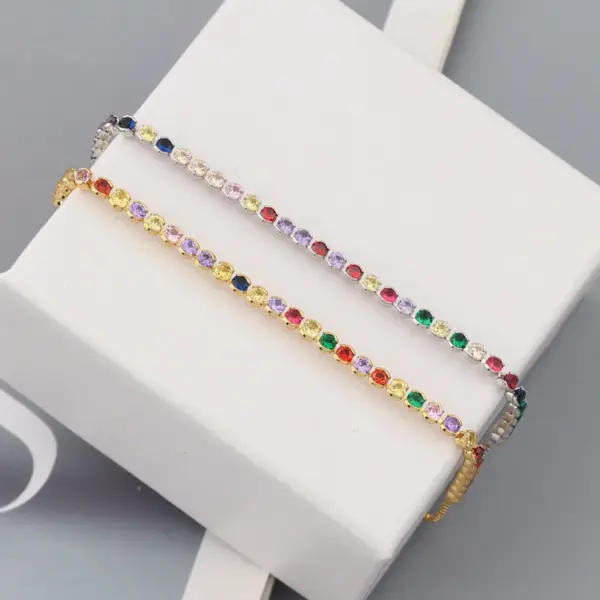 Wholesale Copper Inlay Round Zircon Copper Bracelets