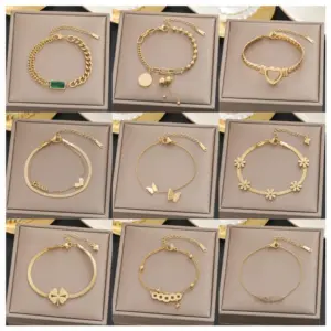 100 Bracelet 18k Gold Color-free Titanium Steel Women's Simple Ins Personalized Fashion Hand Jewelry