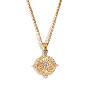 Side chain round sticky diamond tarot card-gold-sun