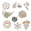 Wholesale Elegant Pin Bicycle Flower Snowflake Imitation Pearl Alloy Inlay Rhinestones Women'S Brooches