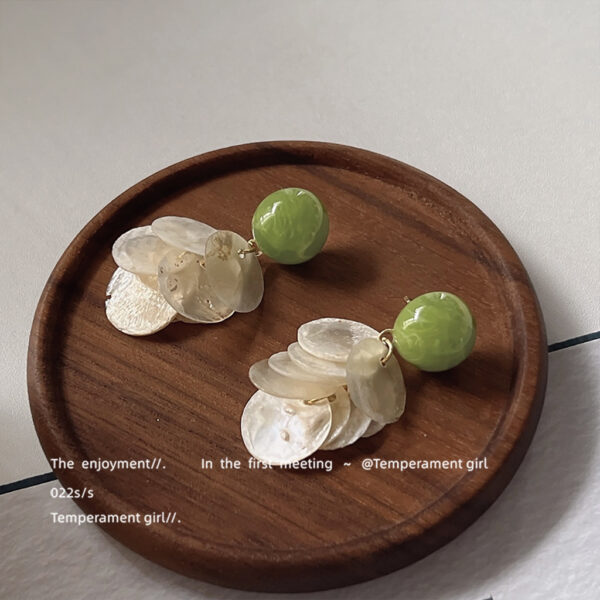 Wholesale Summer New Style ~ Forest Style Fresh Natural Shell 925 Silver Needle Handmade Design Earrings Green Earrings