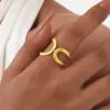 PVD Coated Real Gold Plated 18K Gold Irregular 201 Stainless Steel IG Style Basic Waterproof Non Tarnish Rings