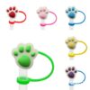 Wholesale Paw print straw sleeve straw cap silicone dust cap plug cartoon straw decorative cross-border products