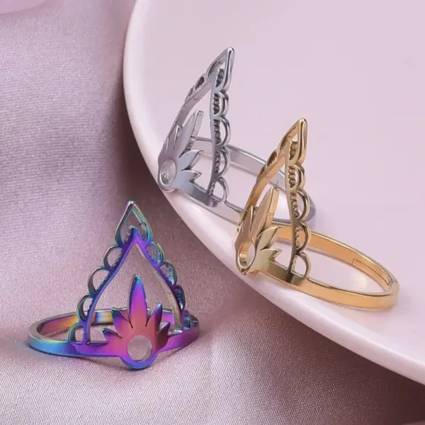 Wholesale PVD Coated Real Gold Plated 18K Gold Color Block 304 Stainless Steel Retro Waterproof Non Tarnish Rings