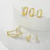 Wholesale 1 Set Sweet Simple Style Geometric Butterfly Inlay Brass Zircon 18K Gold Plated Earrings Ear Studs