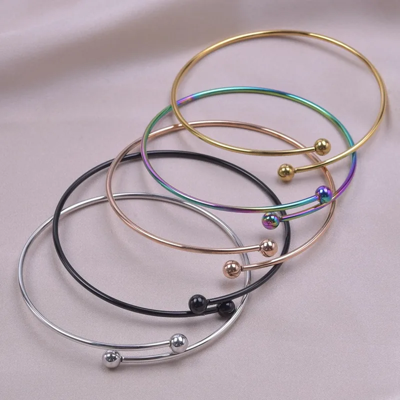 Wholesale PVD Coated Real Gold Plated 18K Gold Solid Color 304 Stainless Steel IG Style Simple Style Waterproof Non Tarnish 304 Stainless Steel Bangle