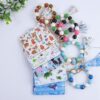 Wholesale New wooden bead bracelet, card holder, keychain, PU tassel beaded printed animal wallet/card holder