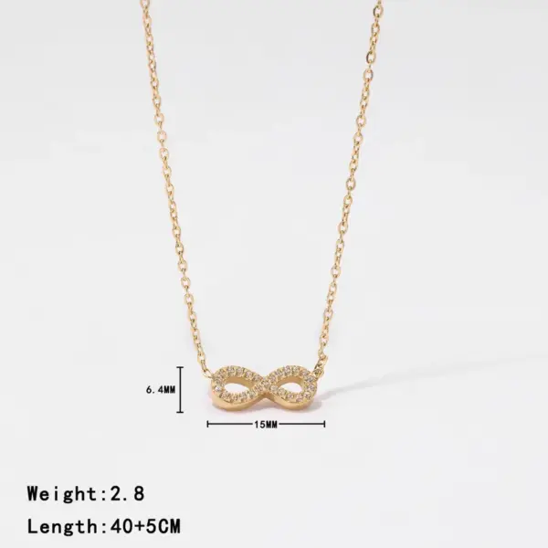 Wholesale PVD Coated 18K Gold Platinum Real Plated Infinity 304 Stainless Steel Casual Simple Style Waterproof Non Tarnish Pendant Necklace