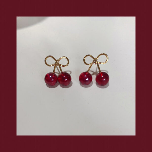 Wholesale "Cherry Ripe" Cherry Mosquito Incense Plate Ear Clip No Ear Holes Women's Summer Earrings Cute Daily Clip Earrings