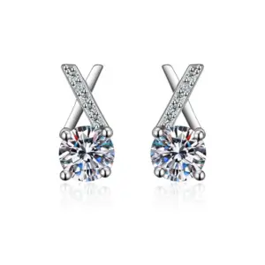 Cross Unilateral Ear Studs 1 Karat