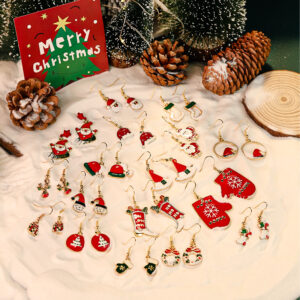 oly-2bbc1a933cd8f0db5fedb085b26e60fc Wholesale Red and Green Santa Claus Snowman Christmas Hat Earrings