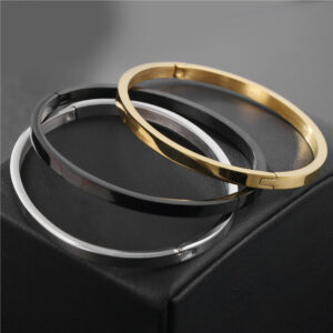 Wholesale Live Hot Titanium Steel 18K Gold-plated Bracelet Men's European and American Simple Couple Stainless Steel Anti-fading Bracelet Fashion Jewelry
