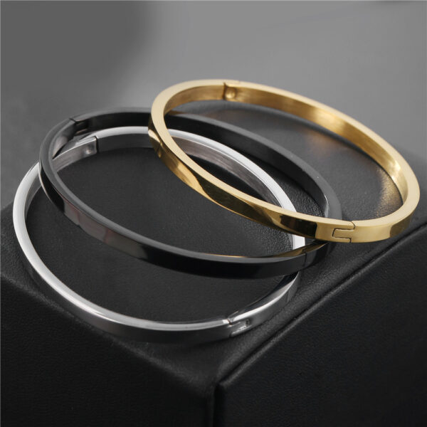 Wholesale Live Hot Titanium Steel 18K Gold-plated Bracelet Men's European and American Simple Couple Stainless Steel Anti-fading Bracelet Fashion Jewelry