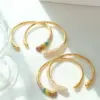 Wholesale PVD Coated Real Gold Plated 18K Gold Round 304 Stainless Steel Vintage Style Vacation Commute Waterproof Non Tarnish 304 Stainless Steel Bangle