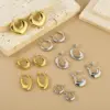 Wholesale PVD Coated 18K Gold Plated Geometric 304 Stainless Steel Simple Style Waterproof Non Tarnish Earrings Ear Studs