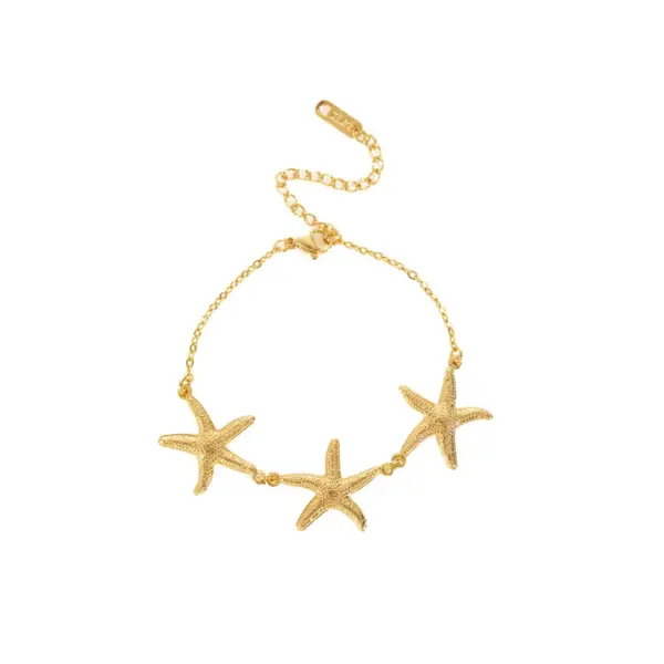 Wholesale Seaside Light Luxury Vacation Style Bracelet Stainless Steel High-Grade Shell Starfish Bracelet Adjustable Temperament Bracelet