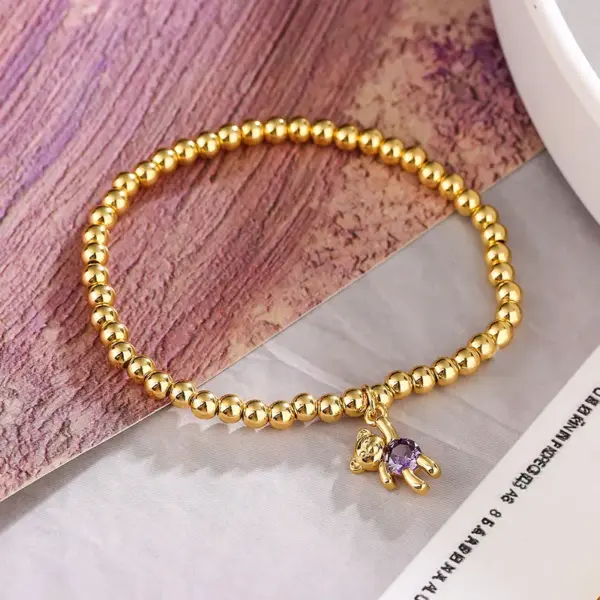 Wholesale Casual Cute Simple Style Bear Copper Plating Inlay Zircon 18k Gold Plated Bracelets