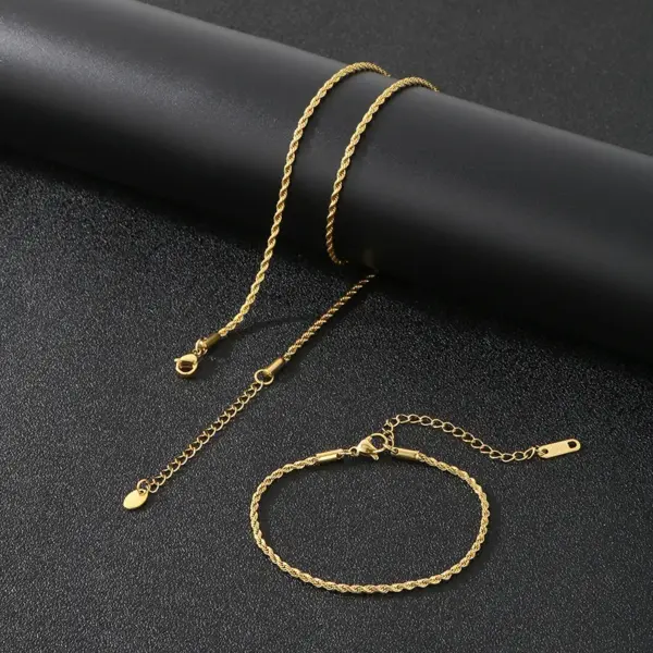 Wholesale Ion Plating (IP) 18K Gold Plated Geometric 304 Stainless Steel Simple Style Waterproof Non Tarnish Bracelets Necklace