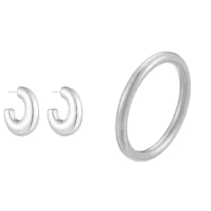 Silver Hollow Bracelet Earrings