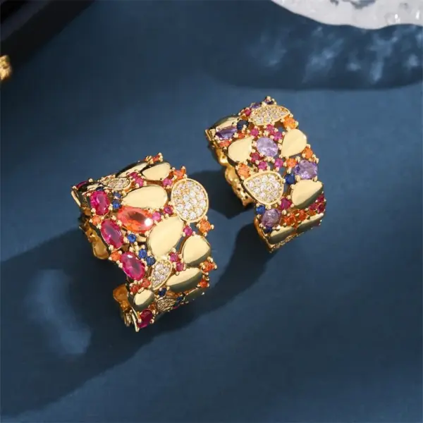 Wholesale Copper 18K Gold Plated Glam Luxurious Classic Style Plating Inlay Irregular Zircon Open Rings