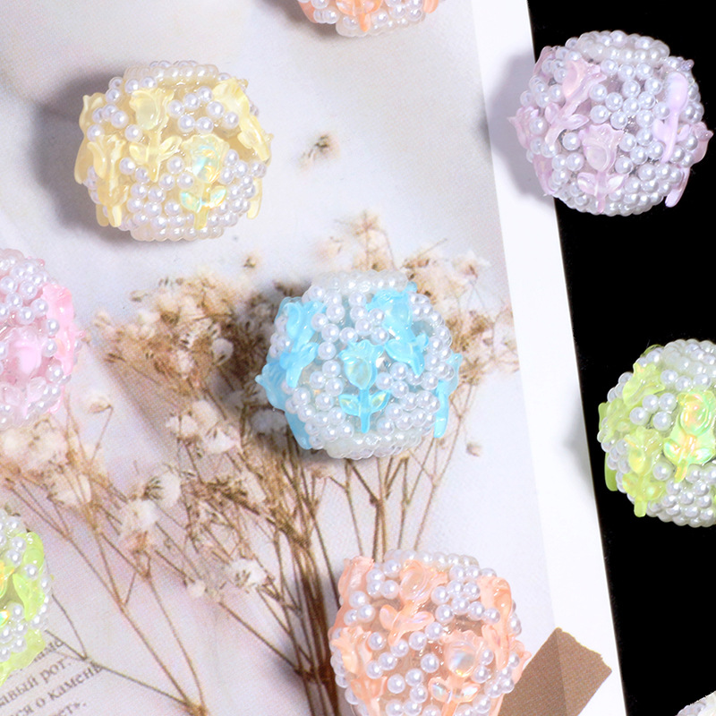 Wholesale New rose bouquet soft y straight hole loose beads DIY mobile phone key chain necklace bag chain aessories