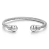 Round Bead Wire Rope Bracelet Titanium Steel Open Bracelet Wholesale