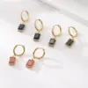 Wholesale PVD Coated 18K Gold Real Gold Plated Round Square 304 Stainless Steel Retro Waterproof Non Tarnish Drop Earrings