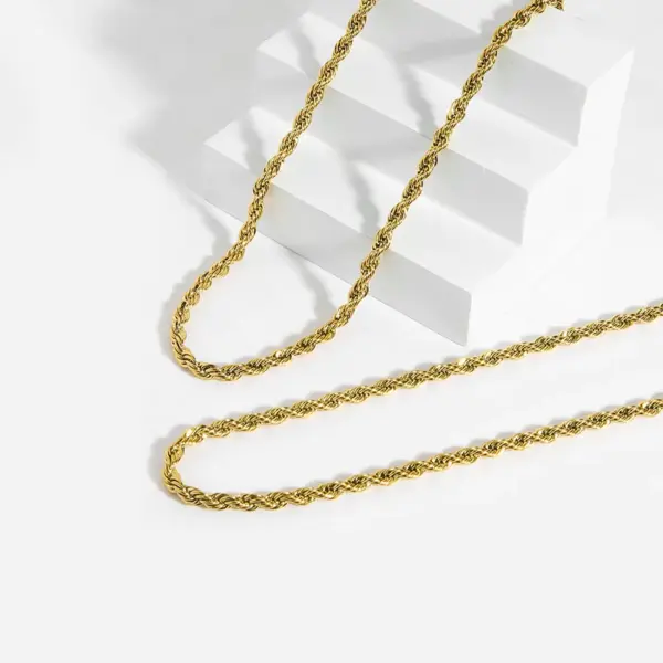 PVD Coated Real Gold Plated 18K Gold Geometric 304 Stainless Steel Hip-Hop Waterproof Non Tarnish 304 Stainless Steel Lobster Trigger Clasp Closure Necklace