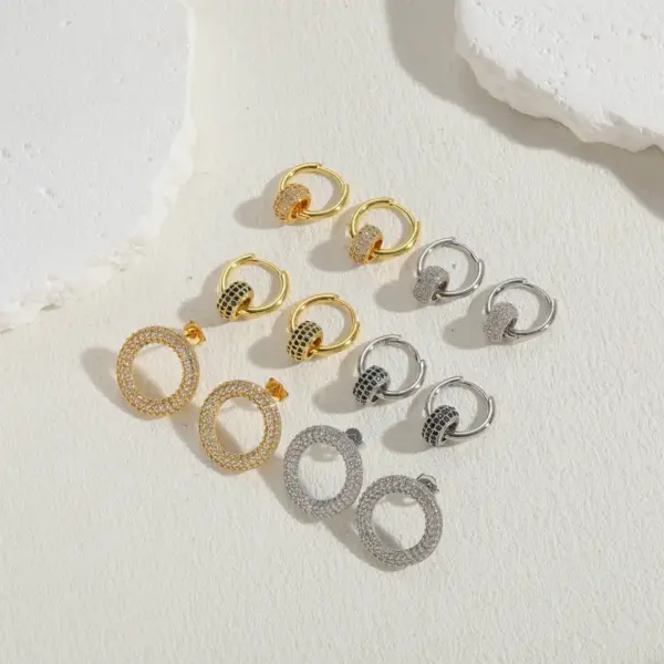 Wholesale 1 Pair Ig Style Circle Plating Inlay Copper Zircon 14k Gold Plated Earrings