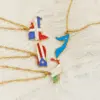 Wholesale Jewelry Hip-Hop Streetwear National Flag Map 304 Stainless Steel Enamel Pendant Necklace Singapore Chain