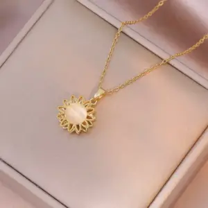 X1030 Cat's Eye Stone Flower Necklace