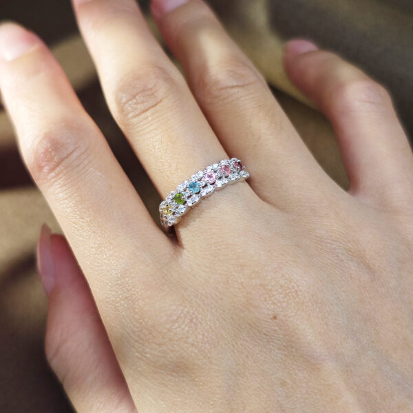 Wholesale Natural Color Treasure Tourmaline Ring Inlaid with 925 Silver Tourmaline Ring Adjusting Tourmaline Ring