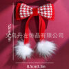 Wholesale New Year's Big Red Vintage Houndstooth Hairpin Bow Ribbon