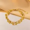 Wholesale 304 Stainless Steel U Shape PVD Coated 18K Real Gold Plated Elegant Simple Style Waterproof Non Tarnish Gold Bracelets Necklace