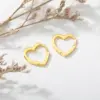 Wholesale PVD Coated Real Gold Plated 18K Gold Heart Shape 304 Stainless Steel Vintage Style Simple Style Waterproof Non Tarnish Earrings