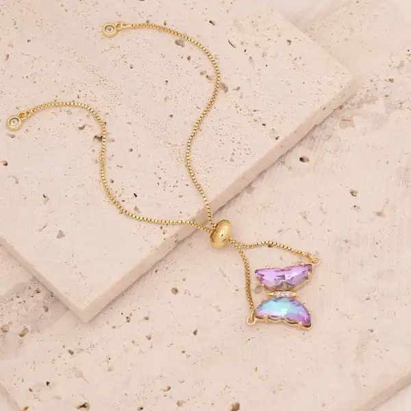 Copper 18K Gold Plated Sweet Butterfly Butterfly Zircon Bracelets