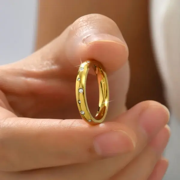 PVD Coated Real Gold Plated 14K Gold Circle 304 Stainless Steel Elegant Waterproof Non Tarnish Rings