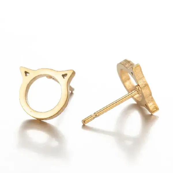 Wholesale PVD Coated 18K Gold Real Gold Plated Animal 304 Stainless Steel Simple Style Waterproof Non Tarnish Ear Studs