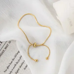 Real Gold Plated Solid Color 304 Stainless Steel Simple Style Waterproof Non Tarnish Bracelets