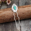 Wholesale European and American New Style Palace Style Inlaid Turquoise Long Hairpin Retro Alloy Head Jewelry