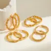 Wholesale Round Braided Vacuum Electroplating (In-Furnace) 18K Real Gold Plated 304 Stainless Steel No Inlay Material Hoop Earrings For Women