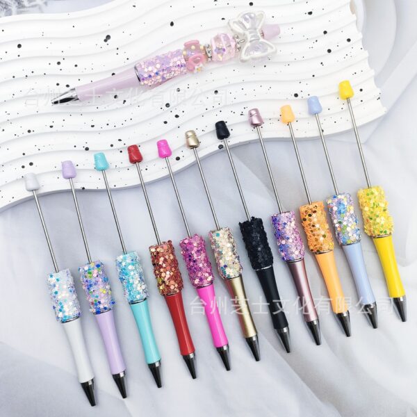 Wholesale DIY Sun Moon Star Beaded Pen Multicolor Sequin Ins Small Star Beaded Ballpoint Pen Handmade Patch Rotating Cute Pen