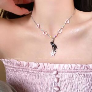 Black star kitten necklace