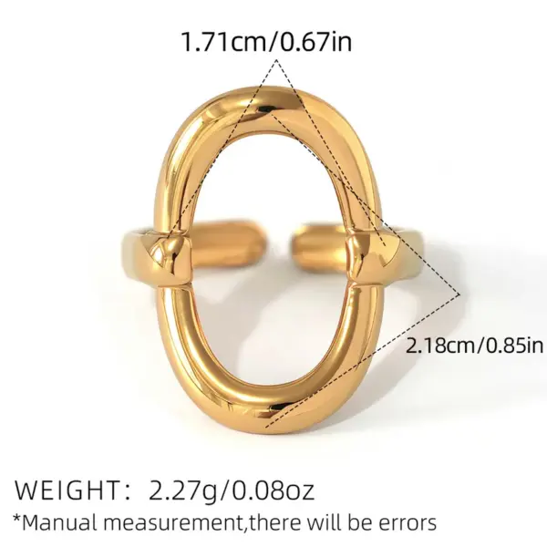 oly-2c0ea3eae54ed82575d9eb3fecf6d694 Wholesale PVD Coated Real Gold Plated 18K Gold Geometric 304 Stainless Steel Casual Simple Style Waterproof Non Tarnish Adjustable Ring