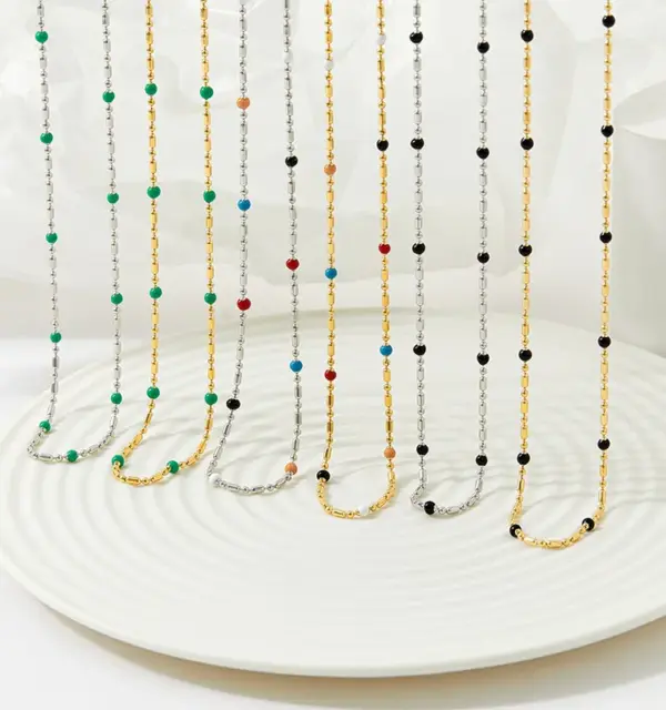 Wholesale Jewelry Fashion Geometric 304 Stainless Steel 16K Gold Plated White Gold Plated Gold Plated Plating Stainless Steel Necklaces