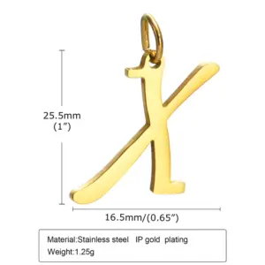 Gold (Single Pendant without Chain) / Letter X