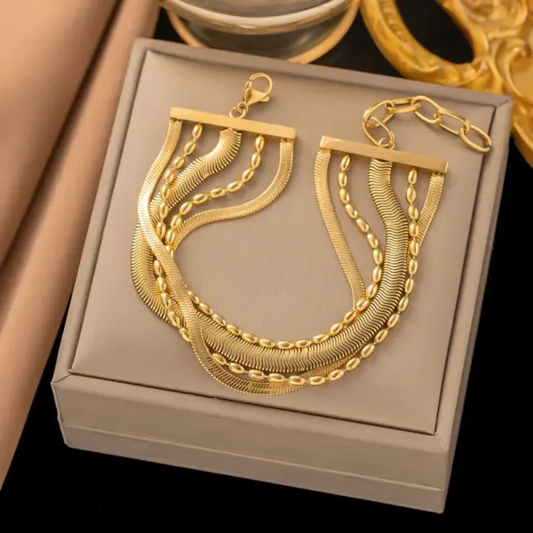 Wholesale 304 Stainless Steel Solid Color PVD Coated 18K Gold Plated Real Gold Plated Simple Style Waterproof Non Tarnish Plating Rope Chain Gold Bracelets