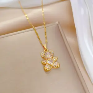 F127 Titanium Steel Chain Copper Micro Inlay Pendant