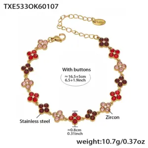 TXE533-Red Zircon Bracelet 16.5+5cm